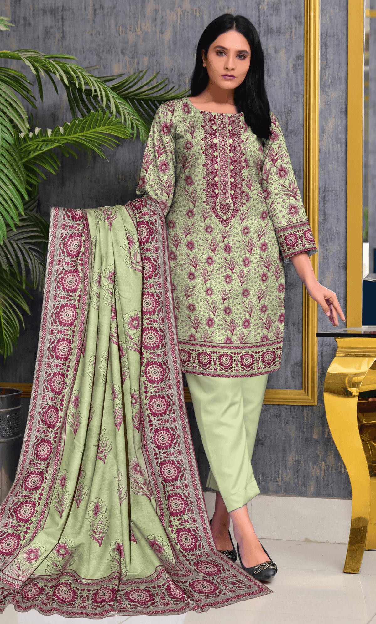 3 Piece Unstitched Karandi Suit -V1- 10