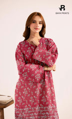2-Piece Unstitched Dhanak Printed Suit with Embroidered Border-DE-V1-14