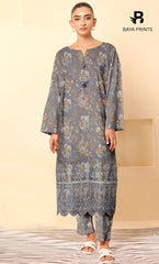 2-Piece Unstitched Dhanak Printed Suit with Embroidered Border-DE-V1-18