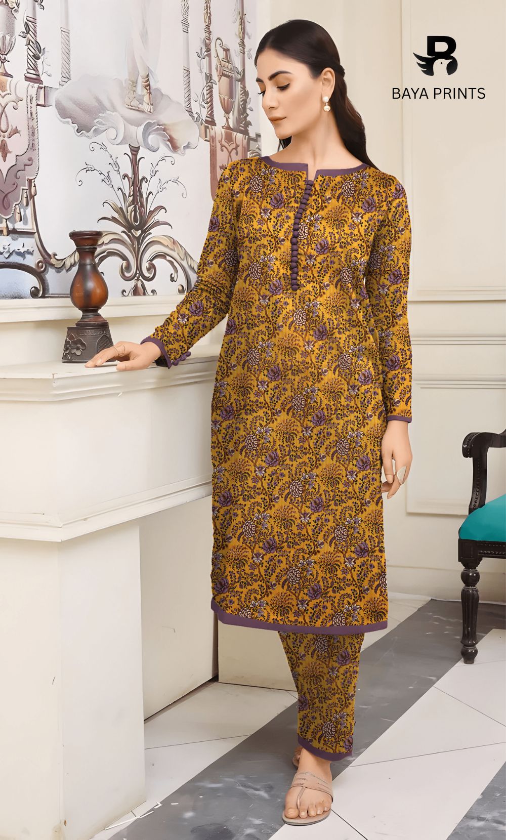 2PC Premium Linen Unstitched-DE V6 -013