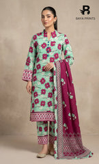 3 Piece Unstitched Printed  Dobby Lawn Suit -BA-V17-05