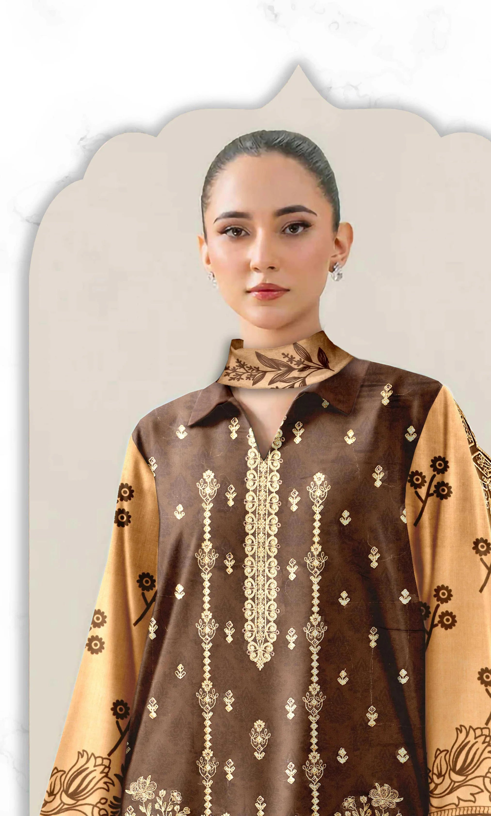 3 Piece Embroidered Unstitched Lawn Suit With Embroidered Dupatta | NA-V12-02