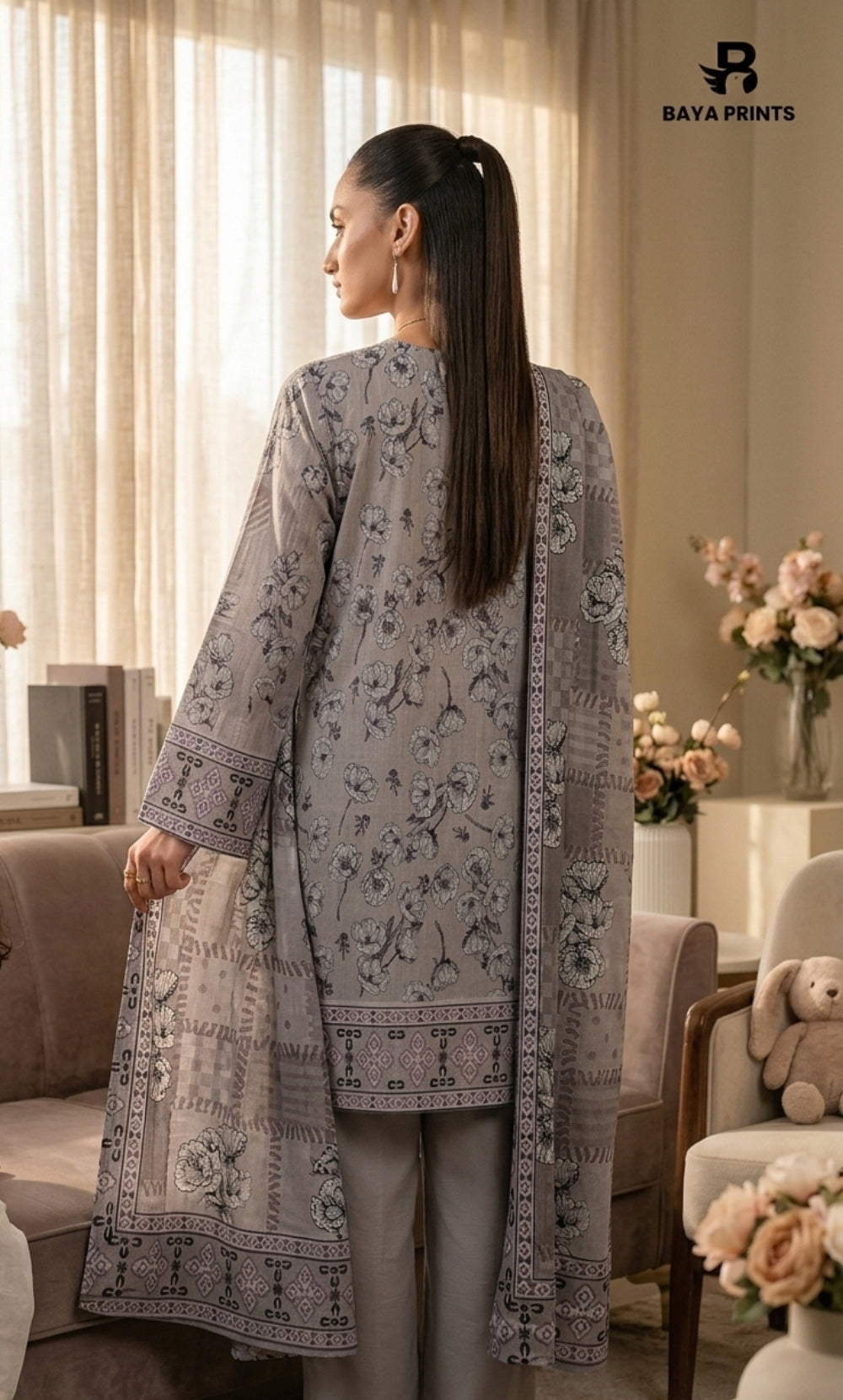 3PC Printed Lawn | Unstitched | Mother’s Grace Collection