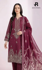 3 Piece Unstitched Printed Dobby Lawn Suit -BA-V19-03