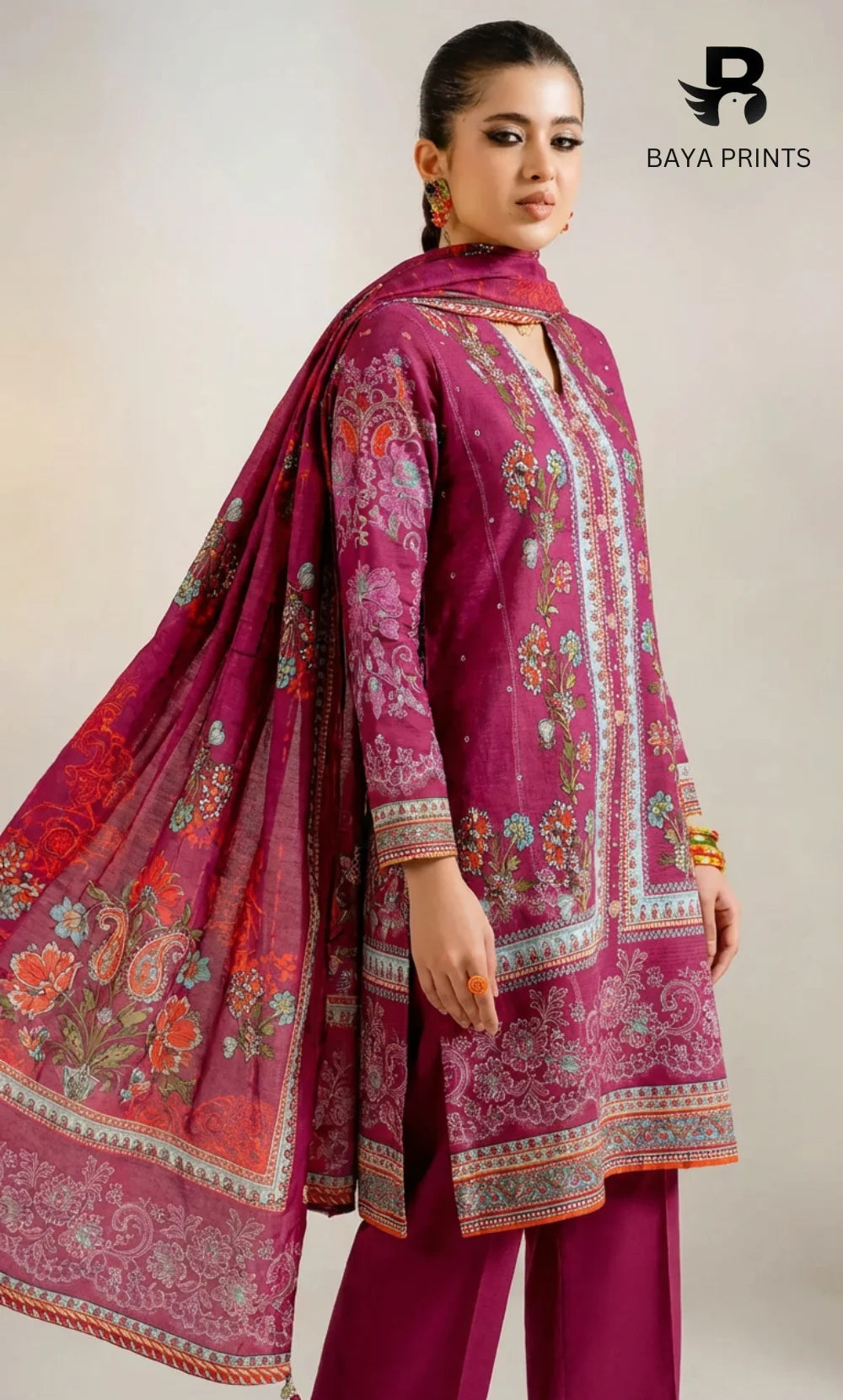 3 Piece Unstitched Printed Lawn Suit | BA-V15-04