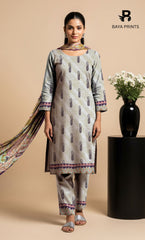 3 Piece Unstitched Printed Doria Viscose Suit with Bamber Dupatta BA-V7-006