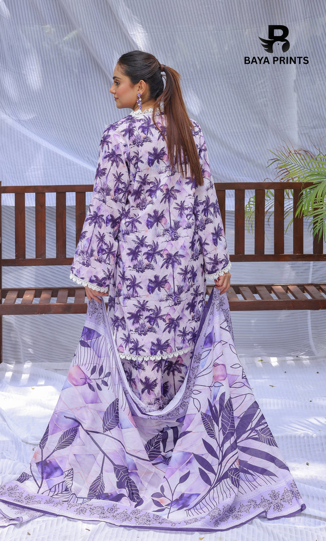 3 Piece Unstitched Printed Lawn Suit -BA-V25-2 Main Image