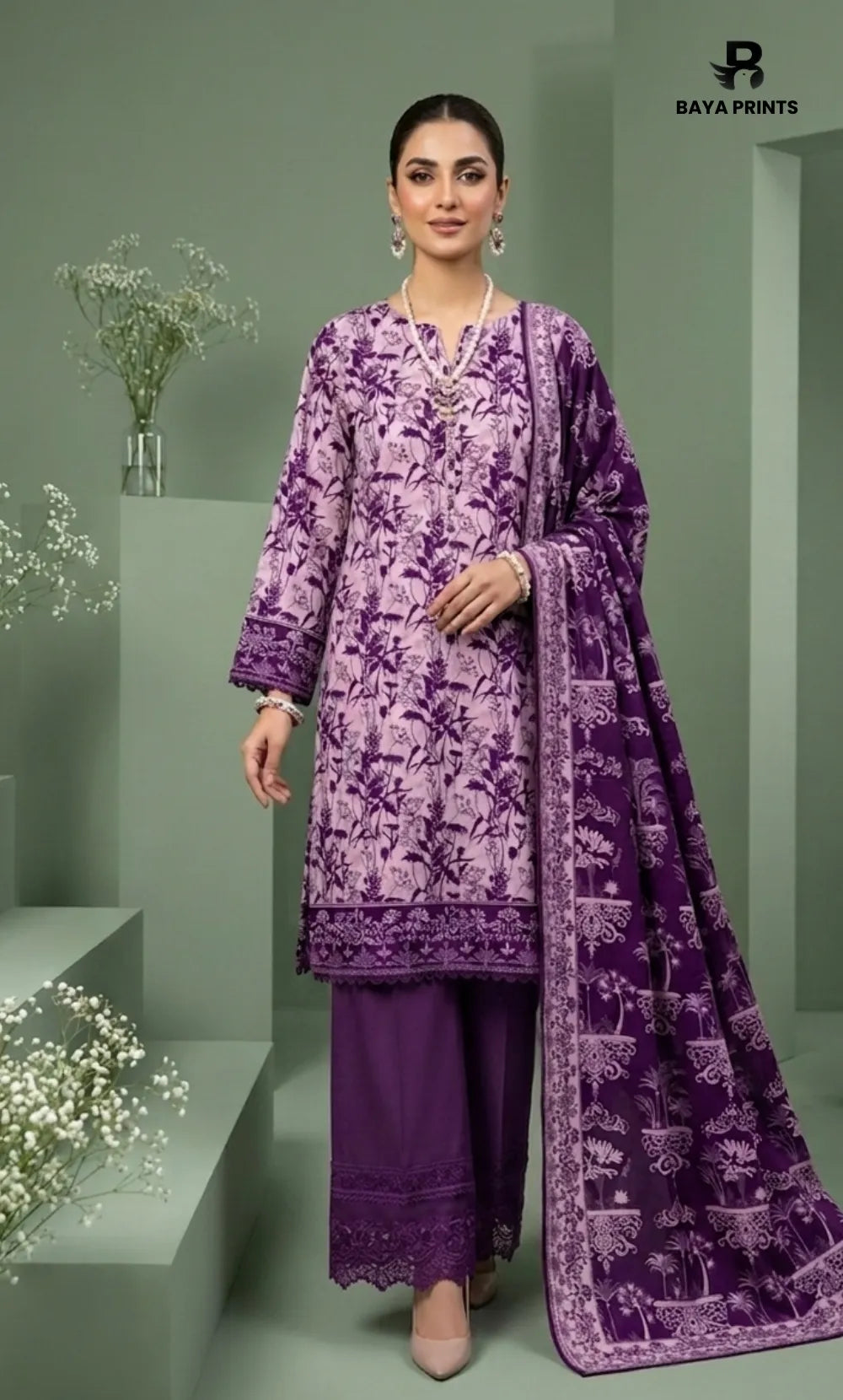 3PC Printed Lawn | Unstitched | BA-V25