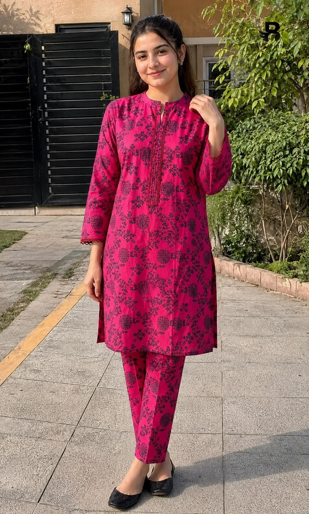 2PC Unstitched Printed Lawn Suit – Orlina (5 Meters)