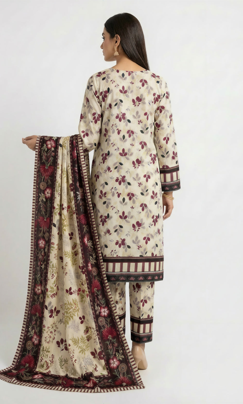 3 Piece Unstitched Printed Viscose Suit-BA-V11