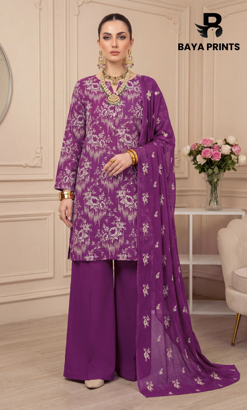 3PC Embroidered Unstitched Lawn Suit | Nafasat-04