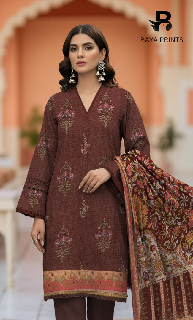 3 Piece Unstitched Karandi Suit BA-V8-02 Hover Image