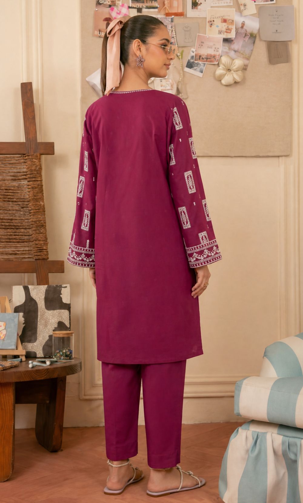 Signature Embroidered Lawn 2PC – Unstitched | Seraya | Deep Maroon