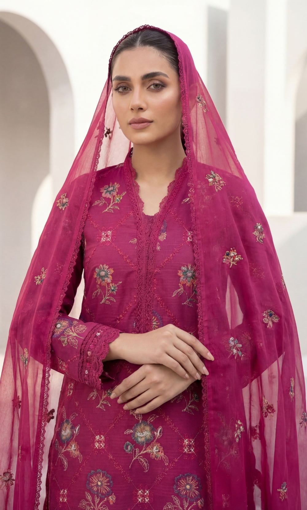 3PC Embroidered Unstitched Lawn Suit | Nafasat