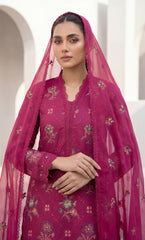 3PC Embroidered Unstitched Lawn Suit | Nafasat