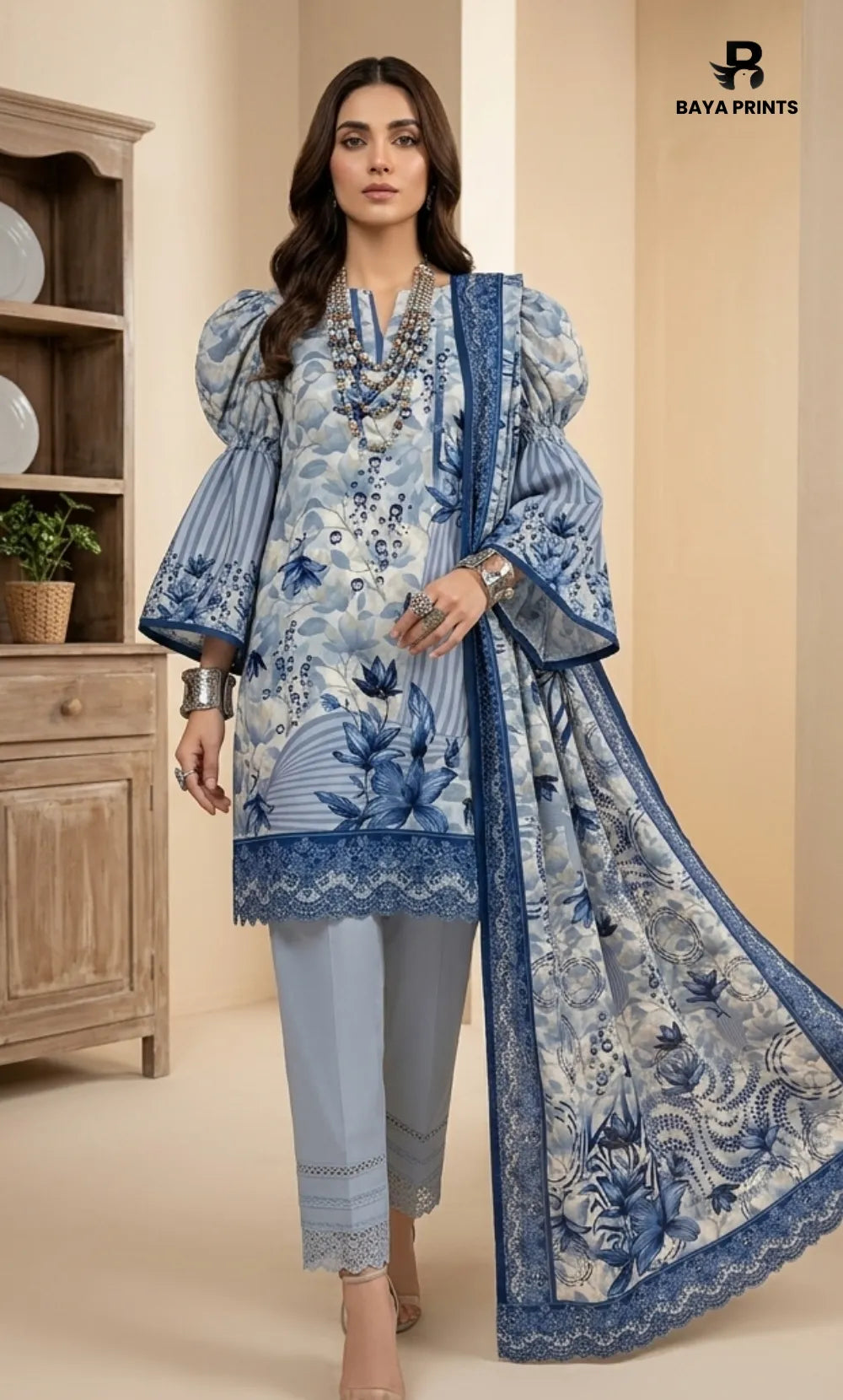 3PC Printed Doria  Lawn | Unstitched | BA-V27