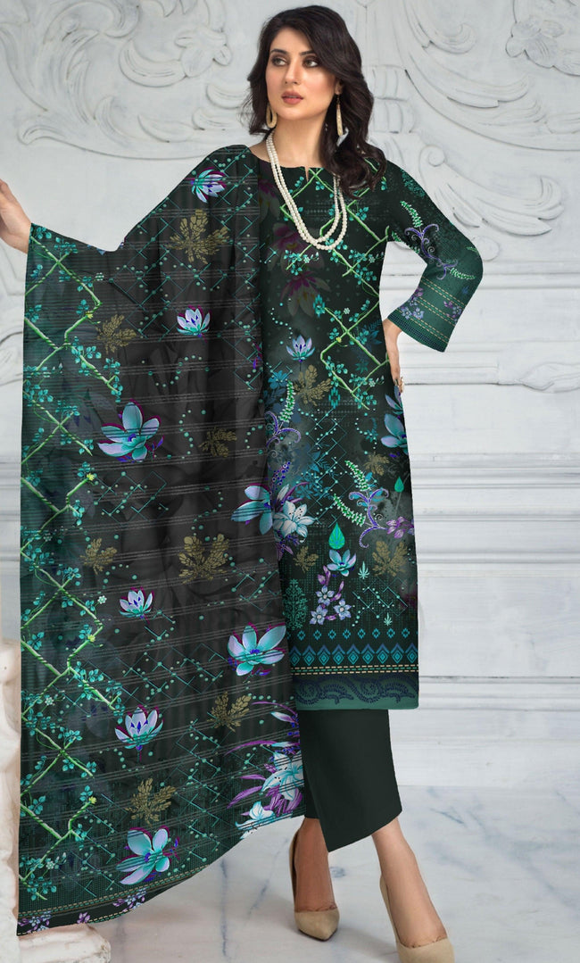 3-Piece Unstitched Dhanak Suit  - DE-VOL-7 Hover Image