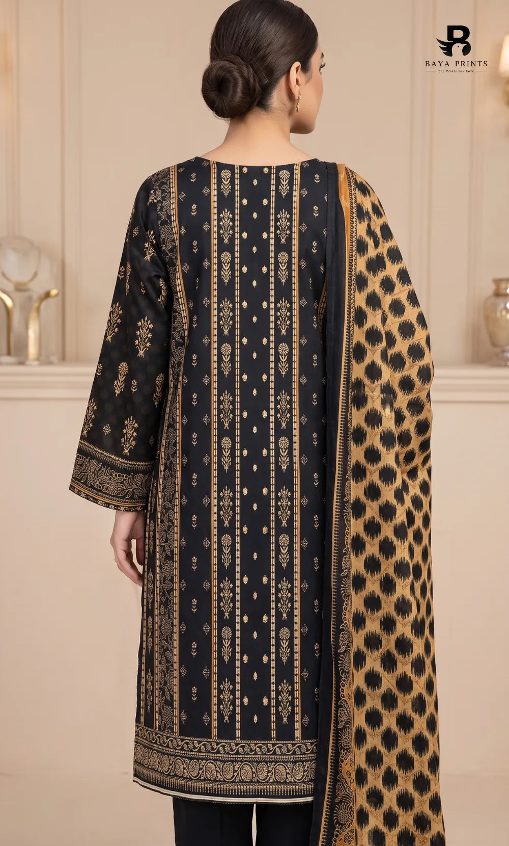 3PC Printed Linen | Unstitched | BA-V2-09