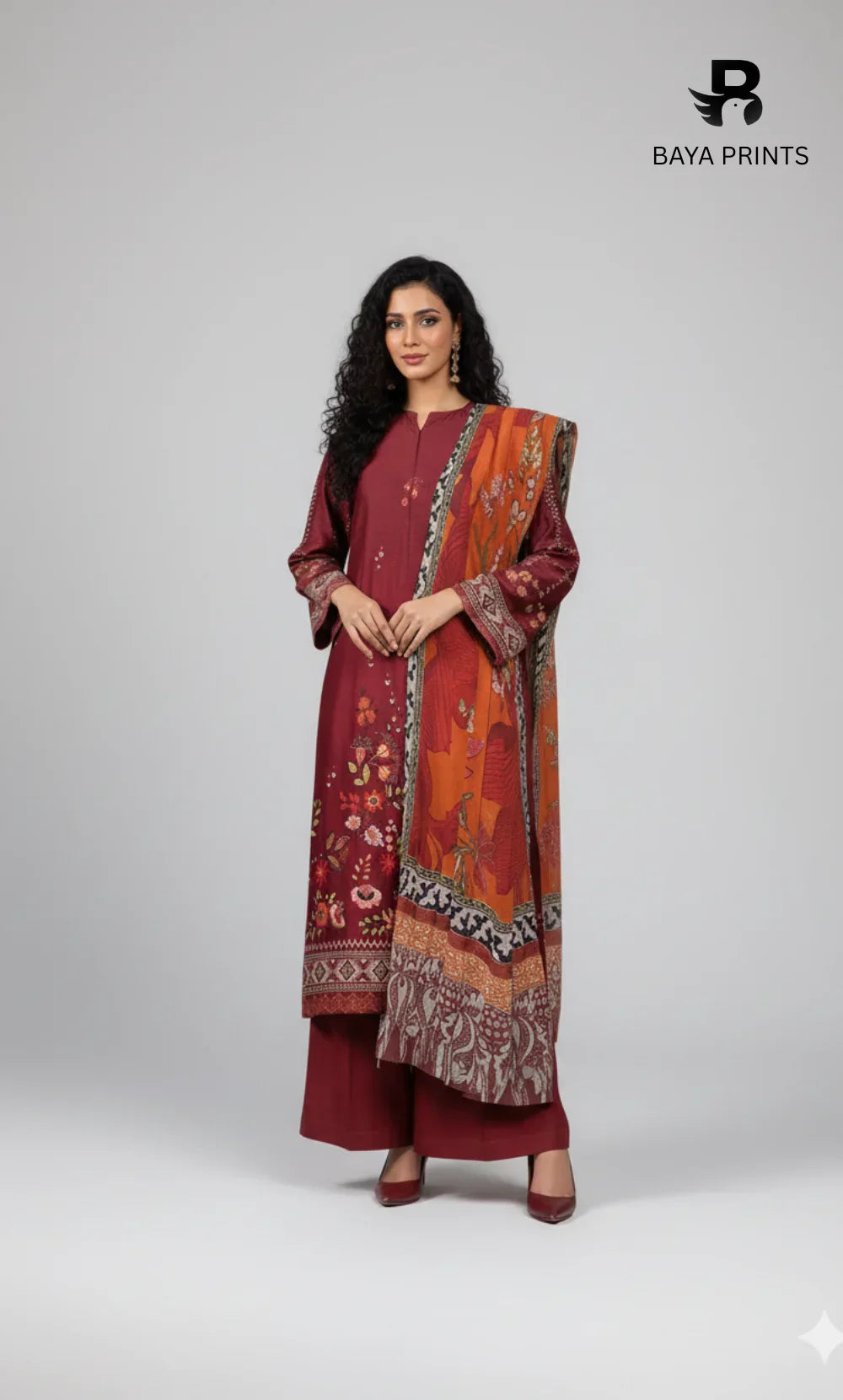 3 Piece Unstitched Printed Viscose Suit-BA-V1
