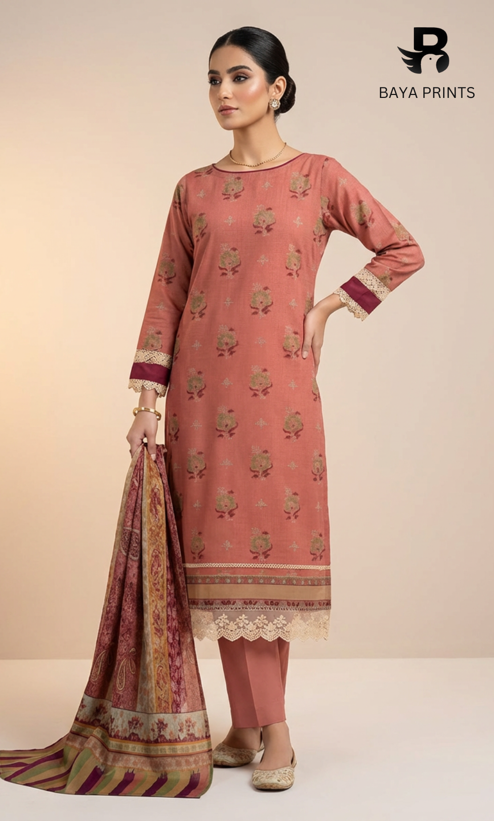 3 Piece Unstitched Karandi Suit BA-V8-04