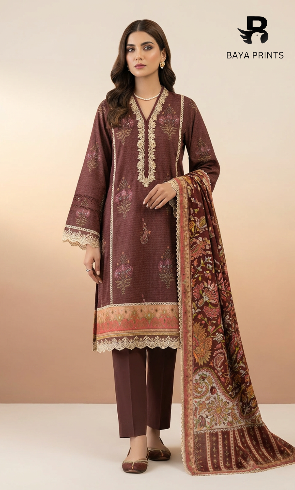 3 Piece Unstitched Karandi Suit BA-V8-02