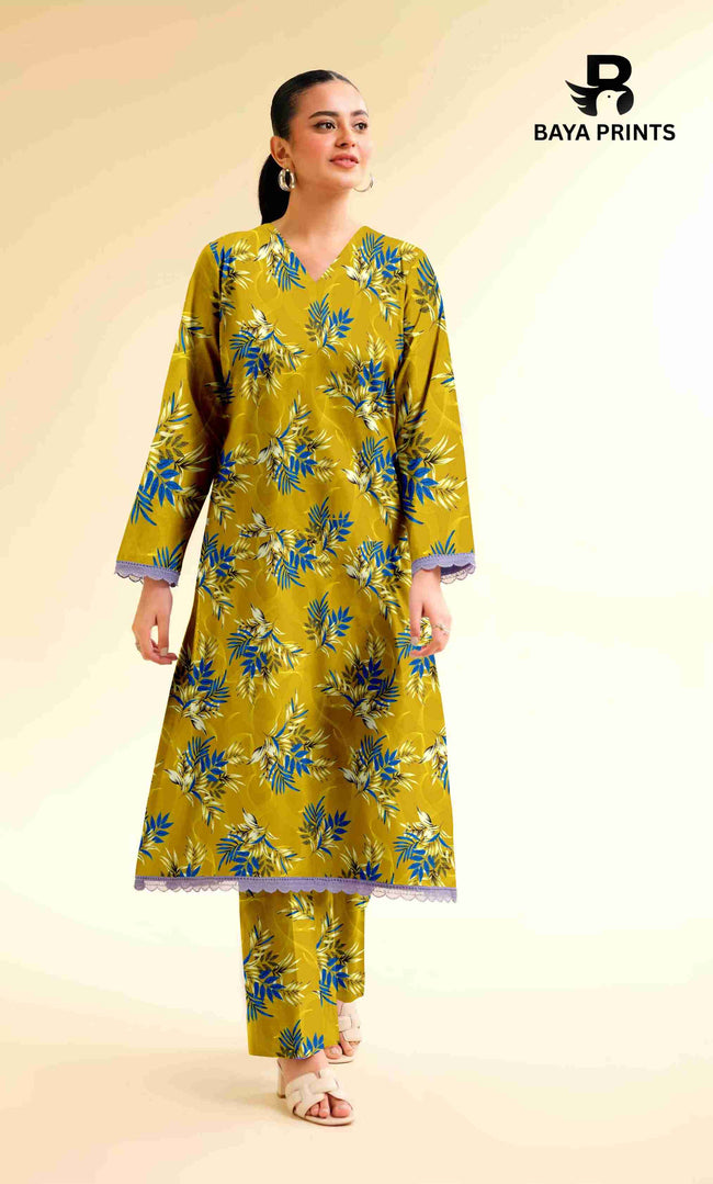 2PC Unstitched Printed Lawn Suit - BA-V7-22 Hover Image