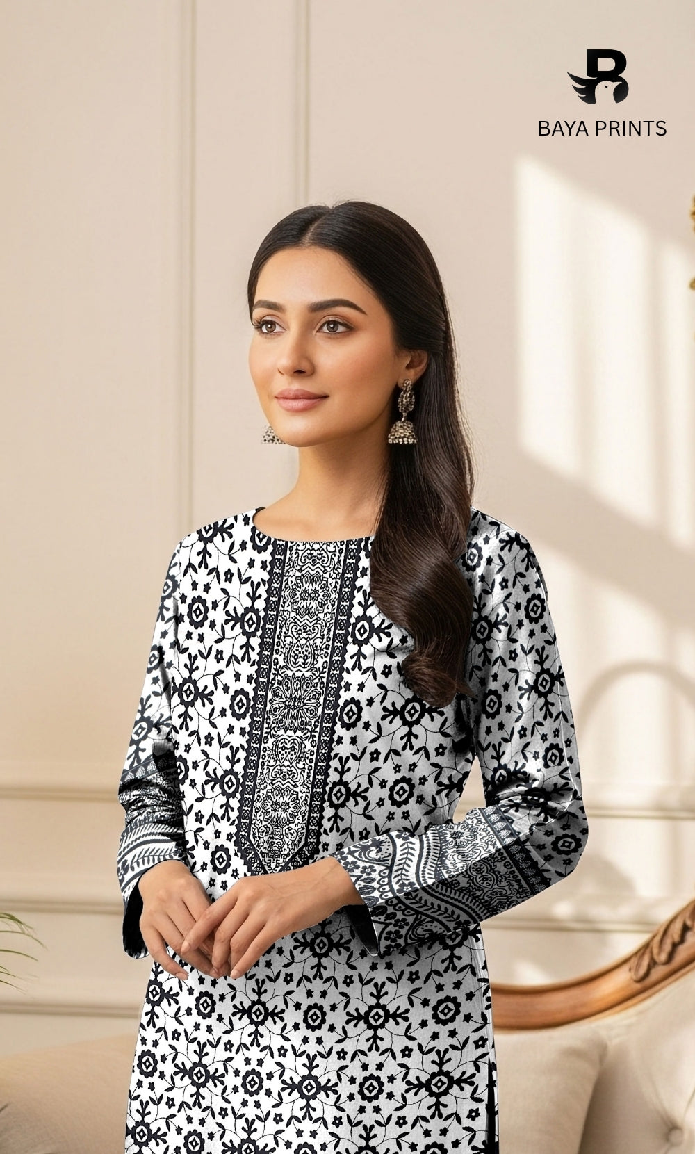 3 Piece Unstitched Printed Doria Viscose Suit with Bamber Dupatta BA-V7-012