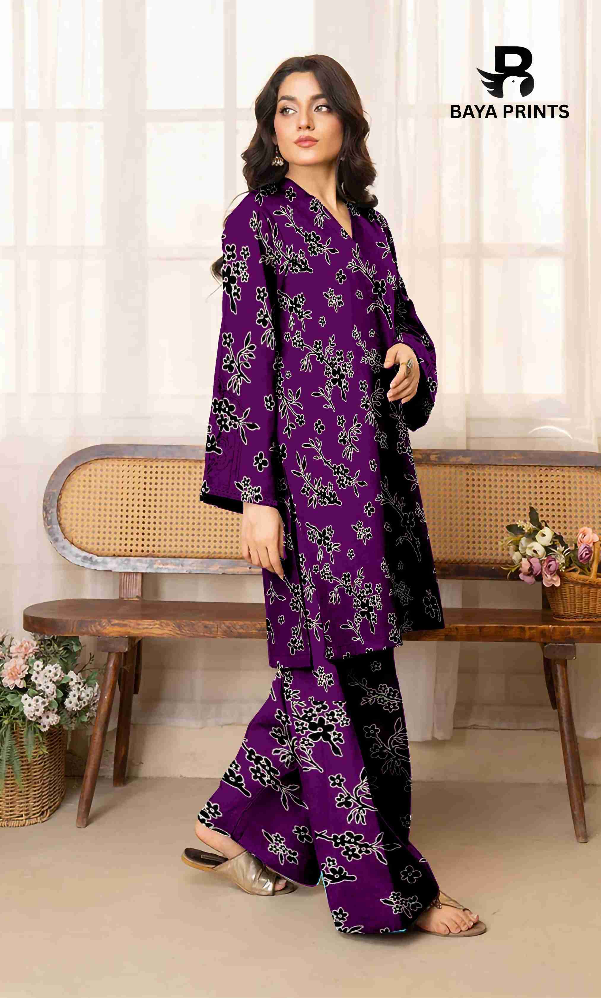 2PC Unstitched Printed Lawn Suit - BA-V7-23
