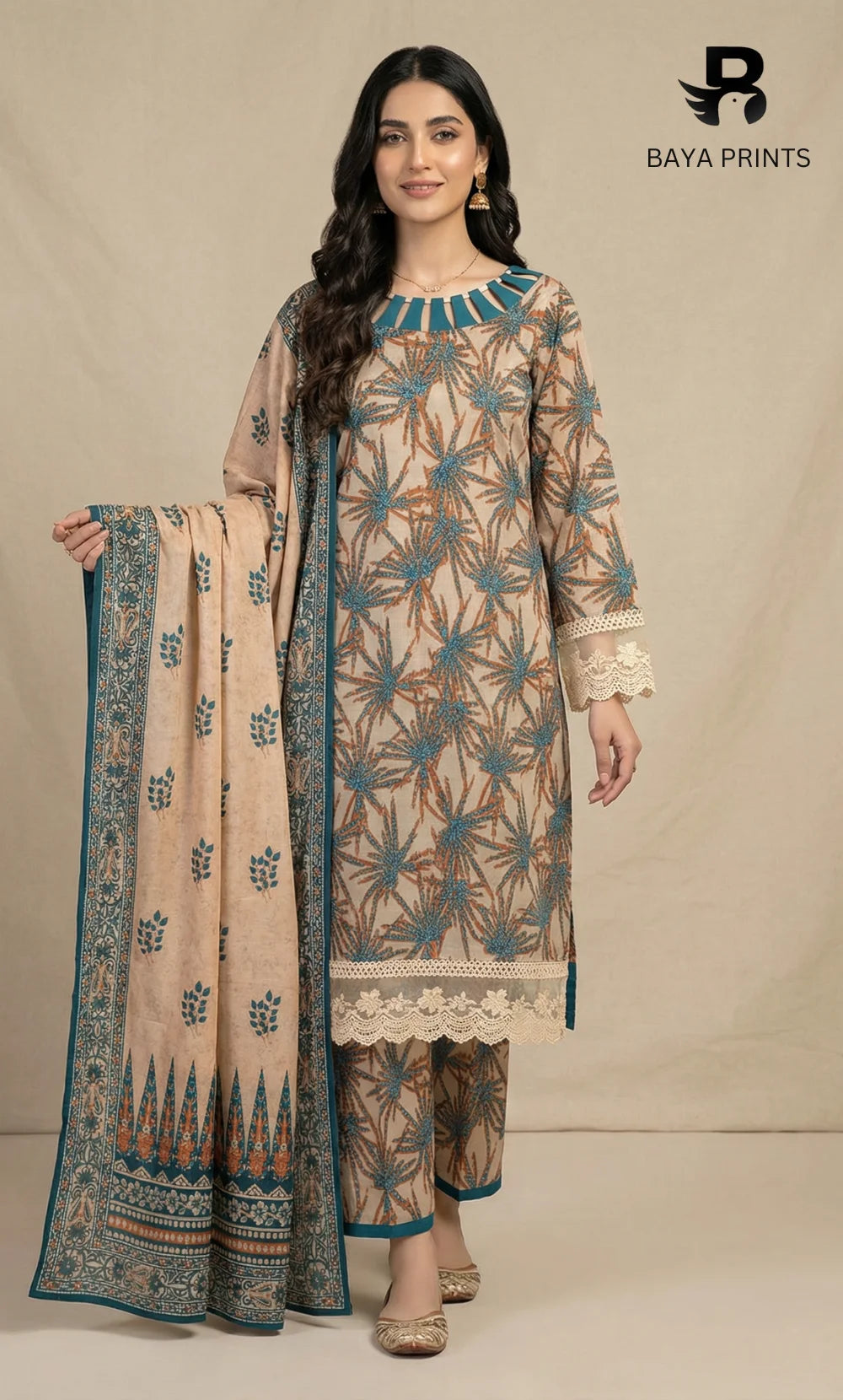 3PC Unstitched Khadar Suit  BA-K-V7 -16