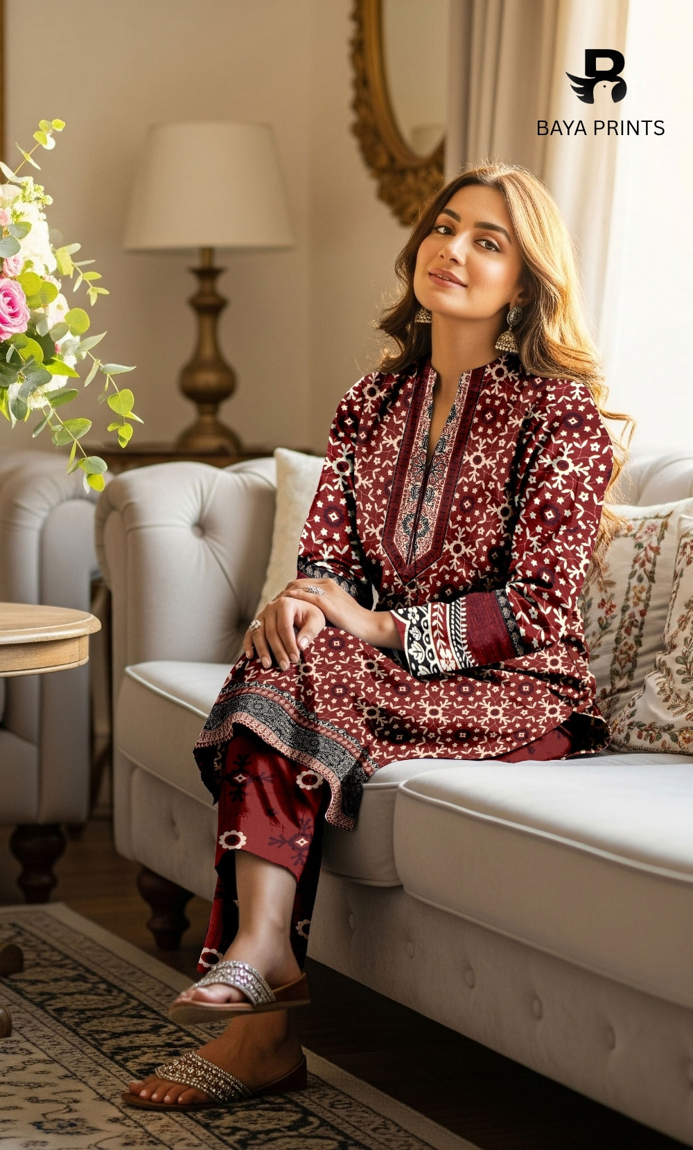 3 Piece Unstitched Printed Doria Viscose Suit with Bamber Dupatta BA-V7-019