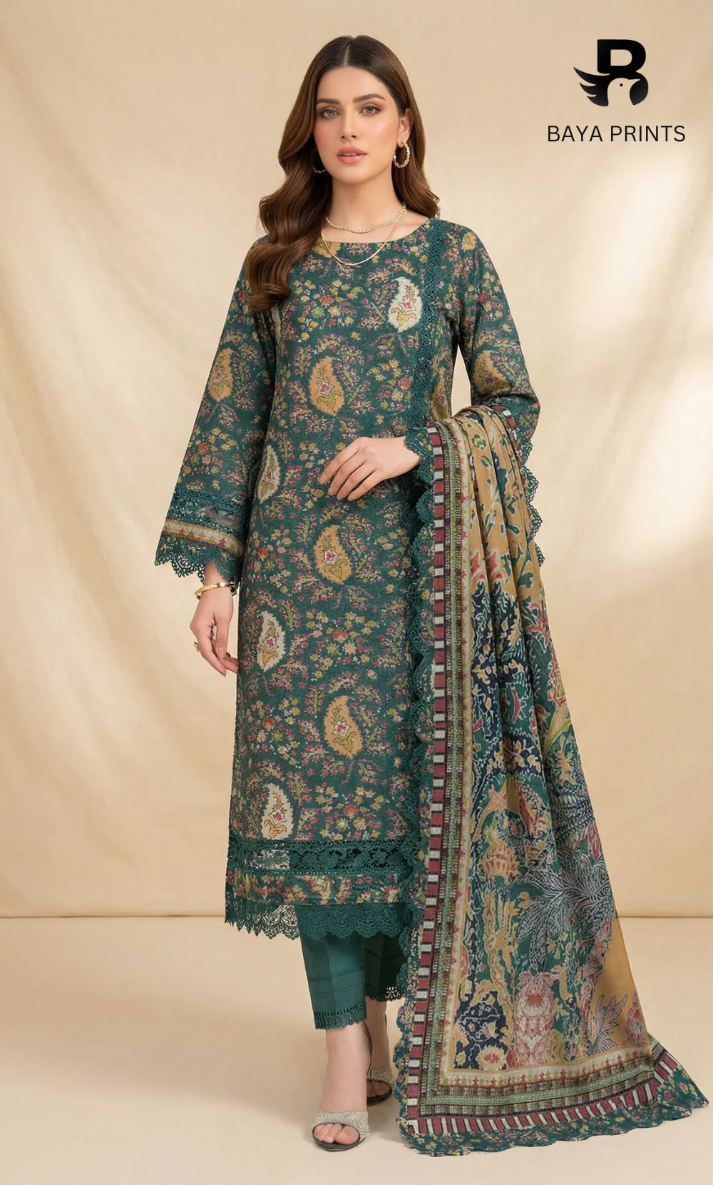 3 Piece Unstitched Karandi Suit BA-V8-11