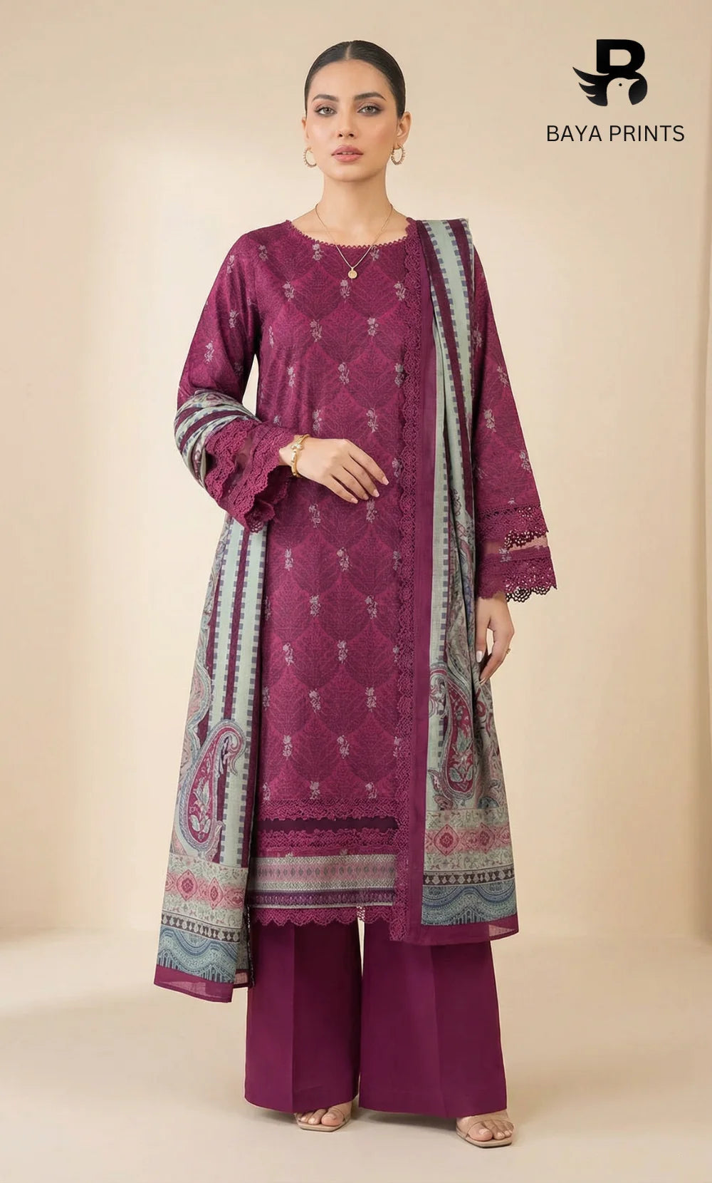 3 Piece Unstitched Karandi Suit BA-V8-12