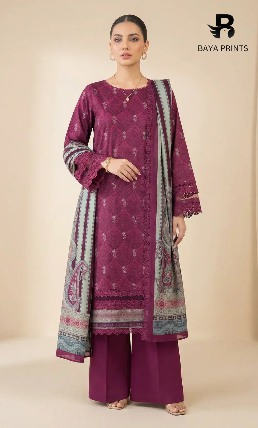 3 Piece Unstitched Karandi Suit BA-V8-12
