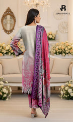 3 Piece Unstitched Printed Doria Viscose Suit with Bamber Dupatta BA-V7-001