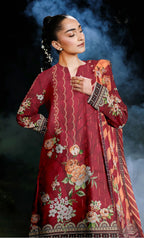 3 Piece Unstitched Printed Dobby Lawn Suit With Resham Dupatta -BA-V34
