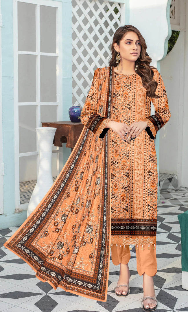 3 Piece Printed Unstitched Lawn Suit | SE-B-03 Hover Image