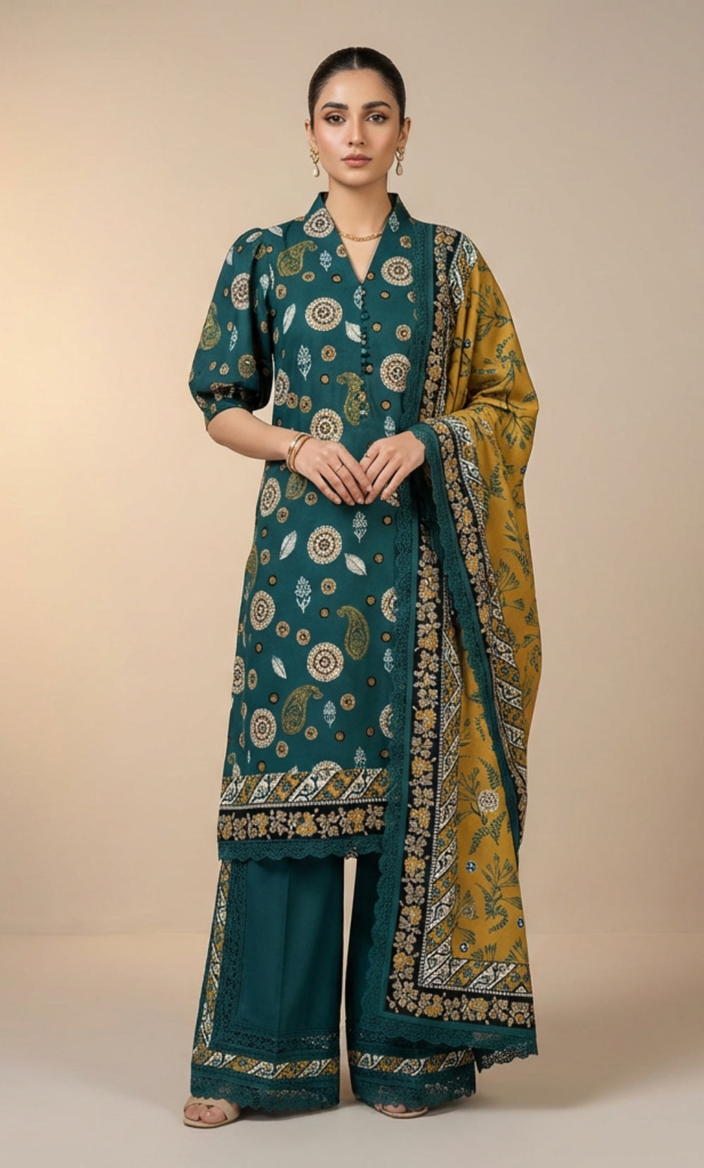 3 Piece Printed Lawn Unstitched Suit  –Galoria