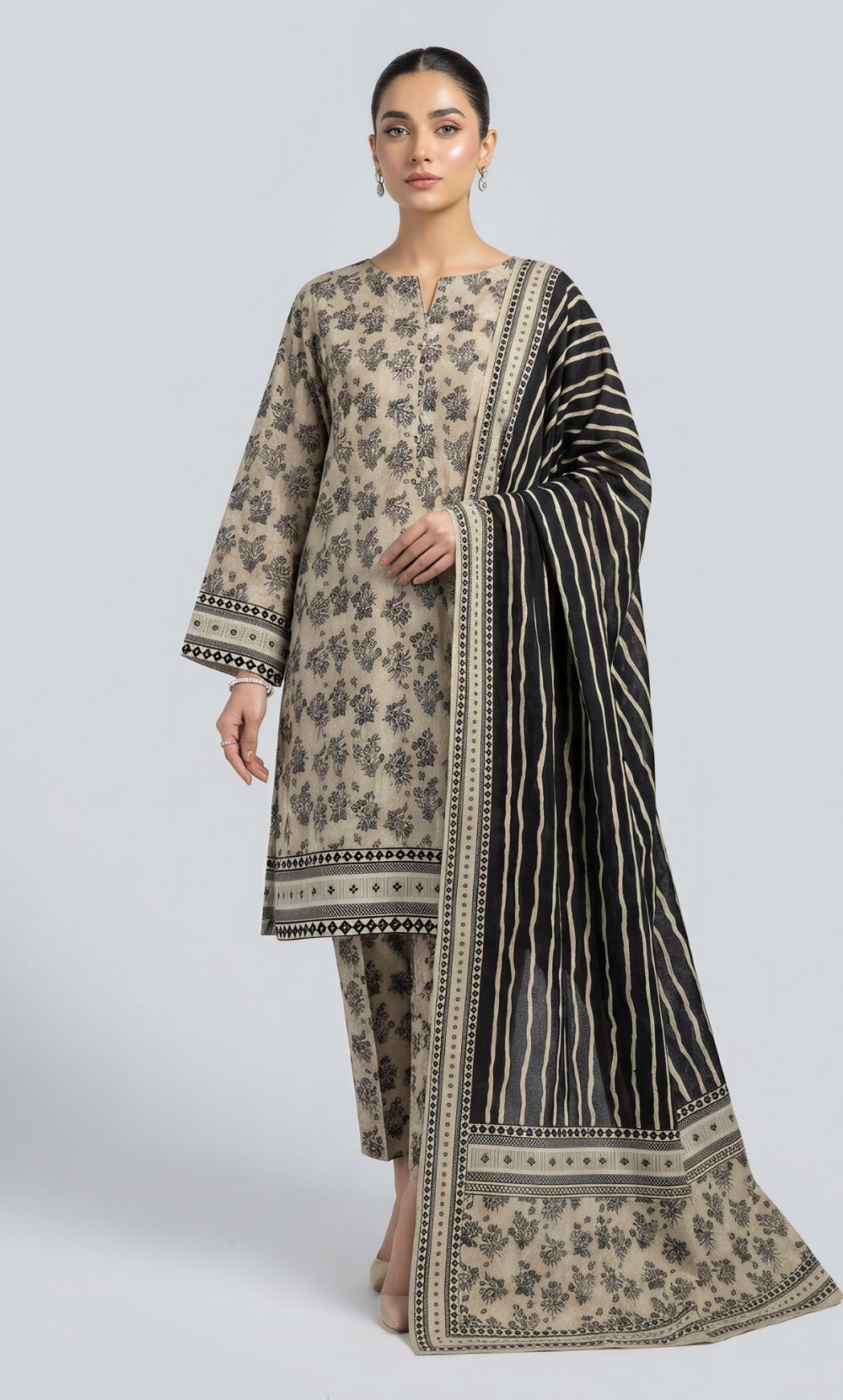 3 Piece Unstitched Printed Viscose Suit-BA-V11