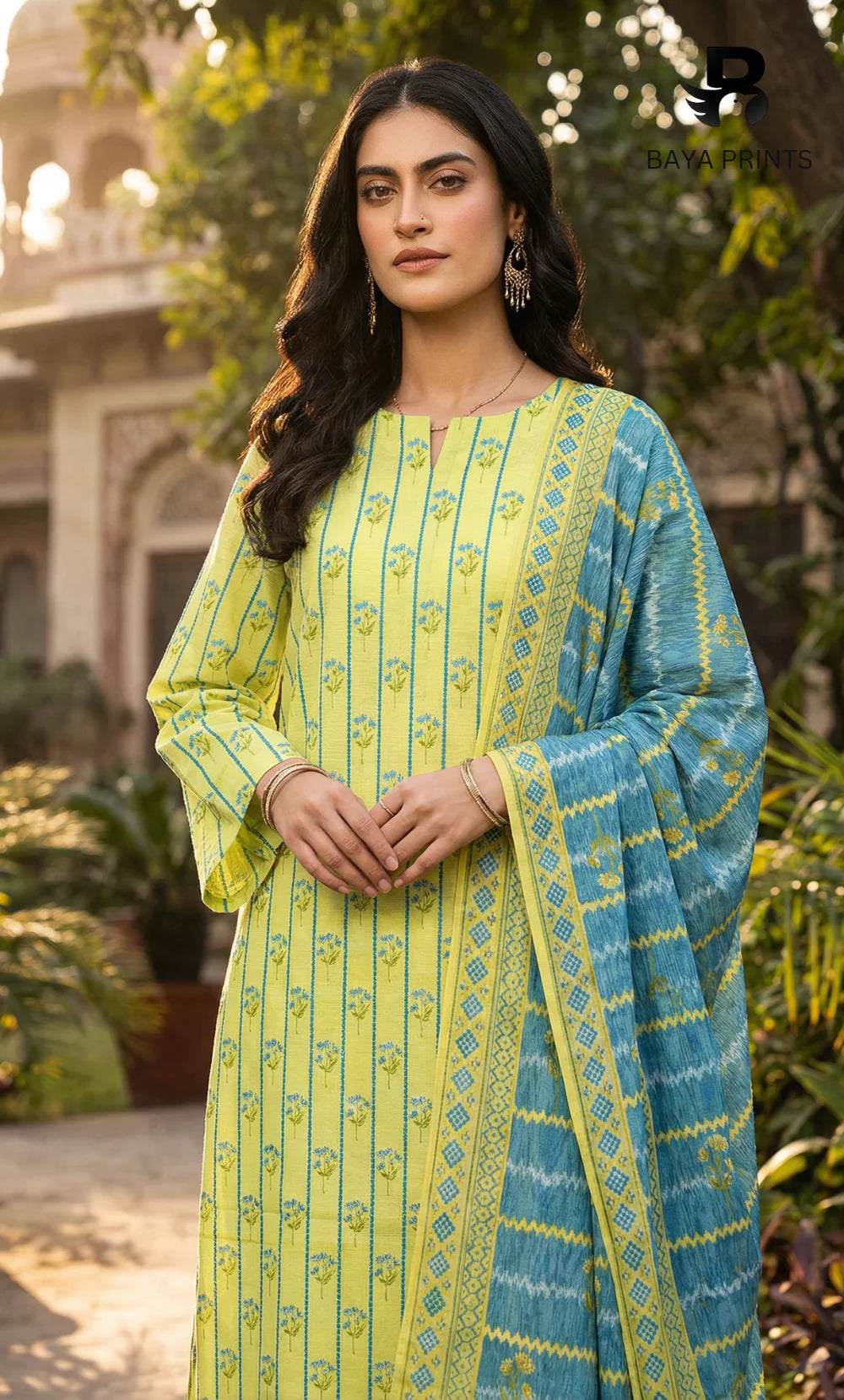 3 Piece Unstitched Printed Doria Linen  Suit  - BA-V3-004