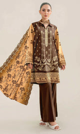 3 Piece Embroidered Unstitched Lawn Suit With Embroidered Dupatta | NA-V12-02