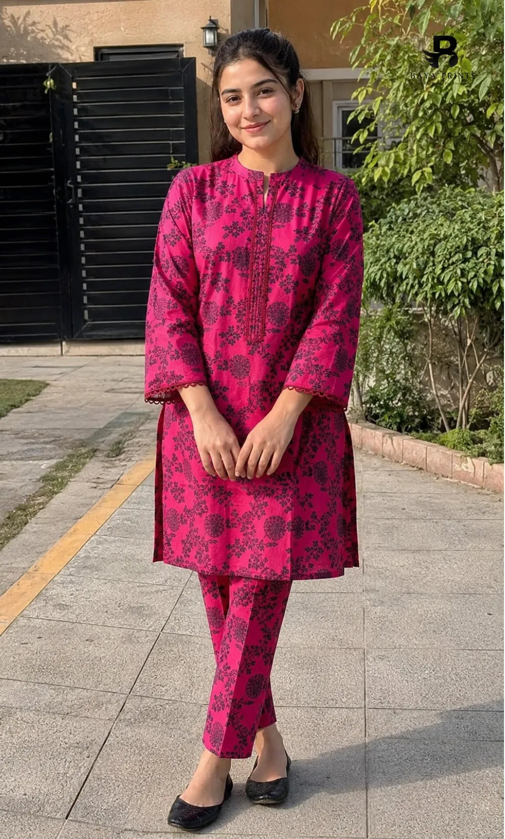 2PC Unstitched Printed Lawn Suit – Orlina (5 Meters)