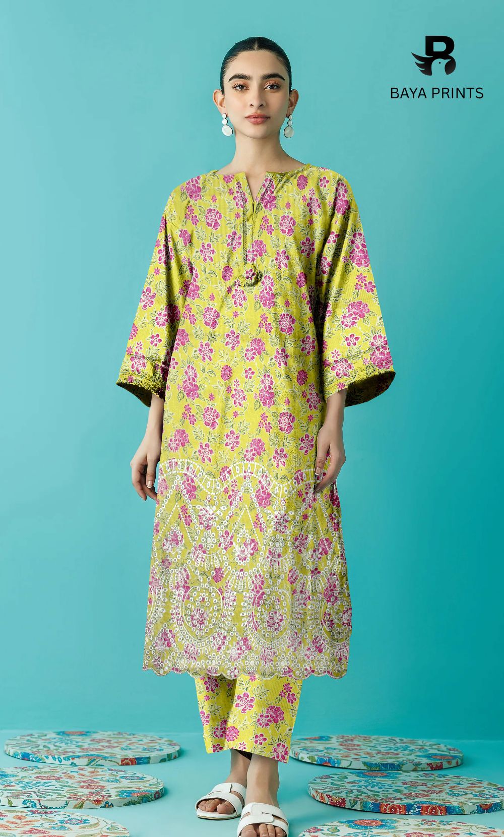 2-Piece Unstitched Dhanak Printed Suit with Embroidered Border-DE-V1-19