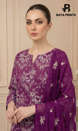 3PC Embroidered Unstitched Lawn Suit | Nafasat-04