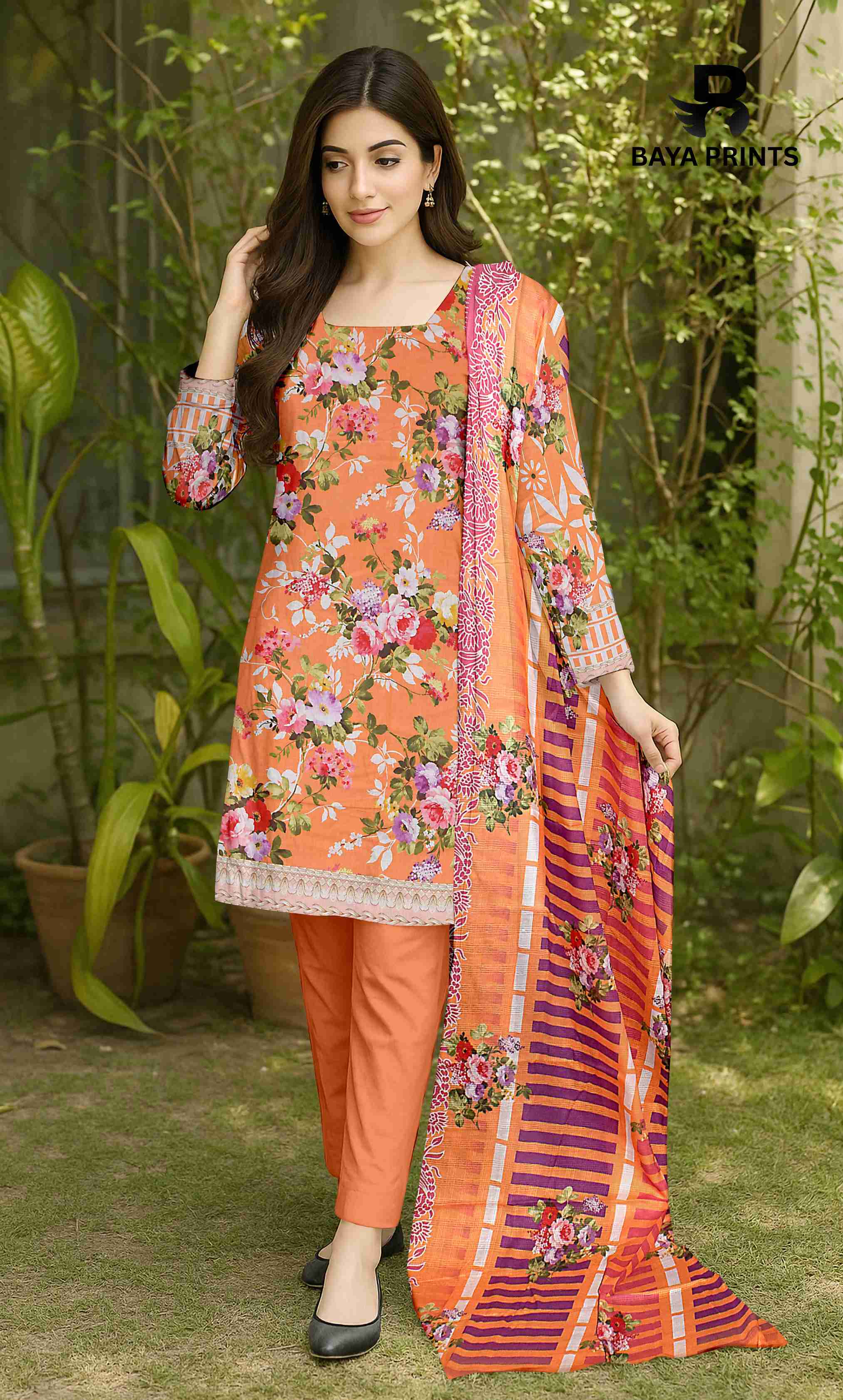3 Piece Unstitched Printed Lawn Suit -BA-V32-3