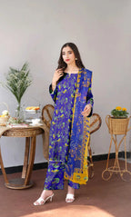 3 Piece Unstitched Printed Lawn Suit With Bamber Chiffon Dupatta - BA-V-31 -4