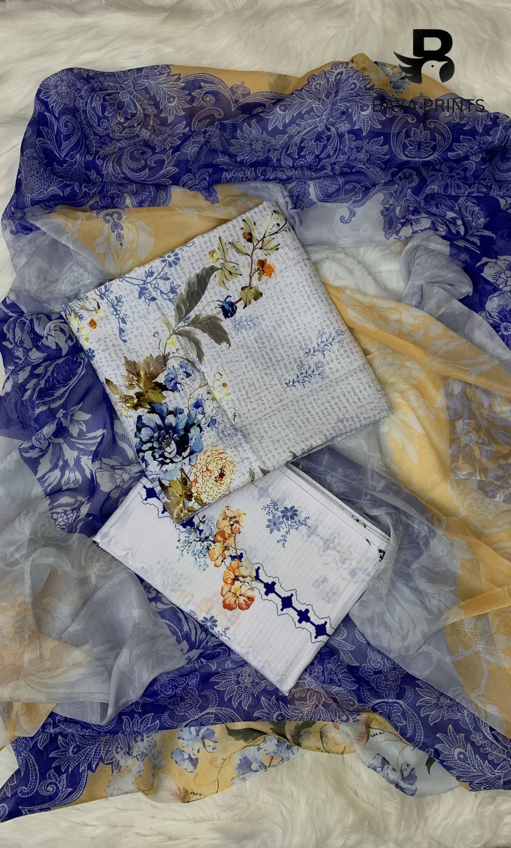 3 Piece Unstitched Printed Viscose Suit-BA-V7