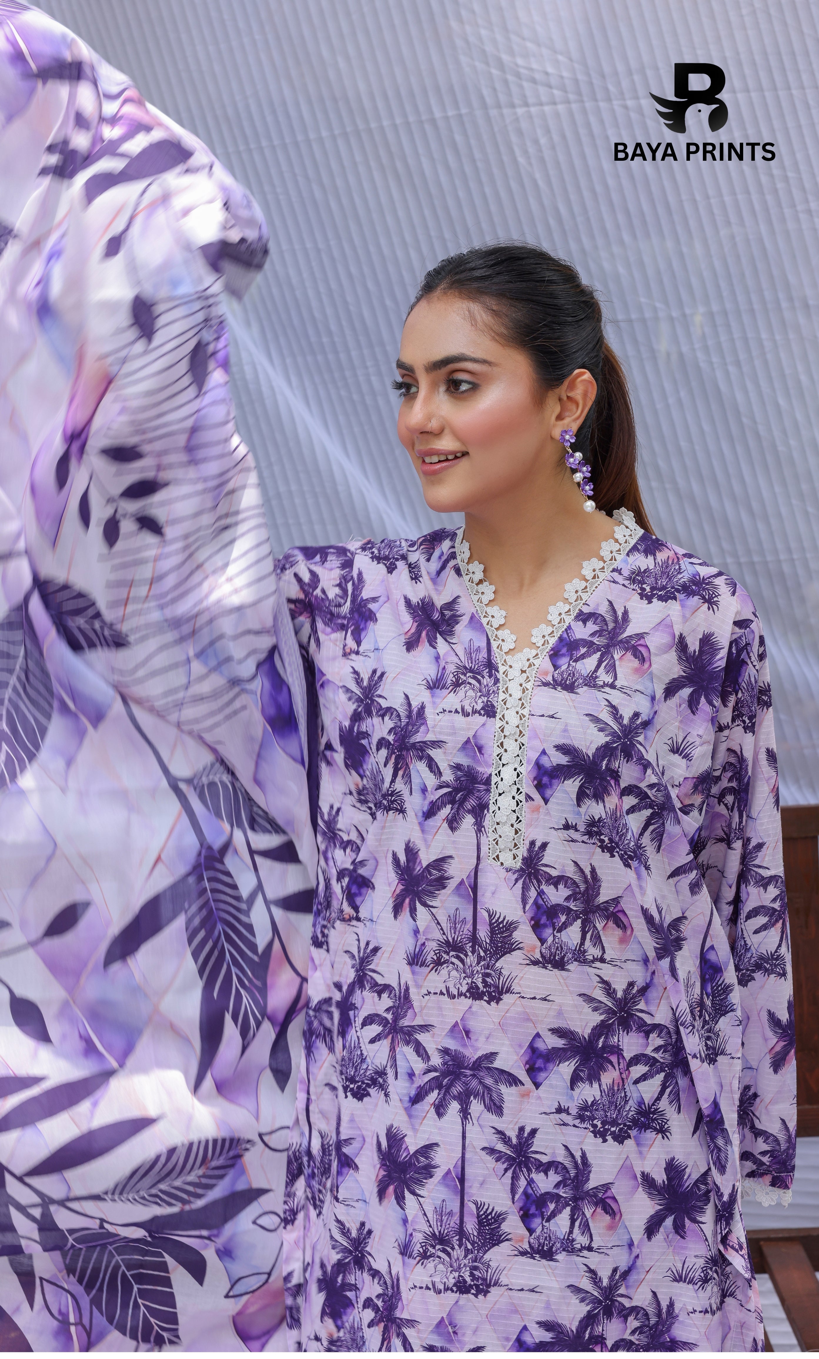 3 Piece Unstitched Printed Lawn Suit -BA-V10