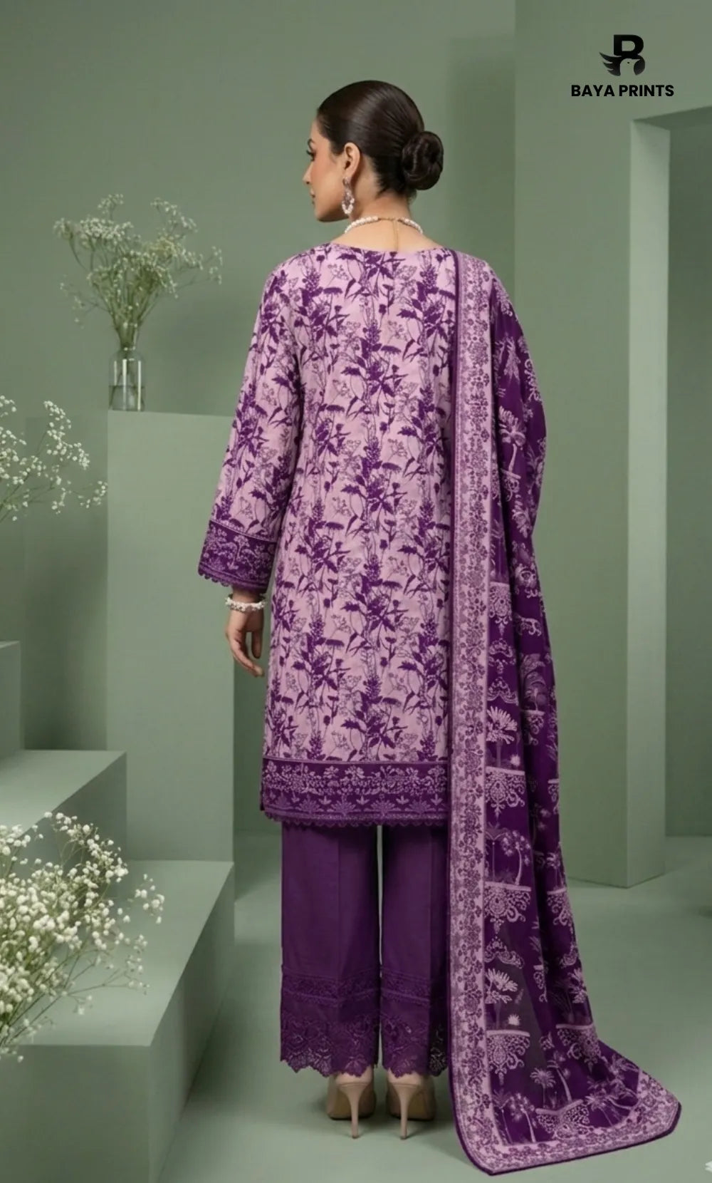 3PC Printed Lawn | Unstitched | BA-V25