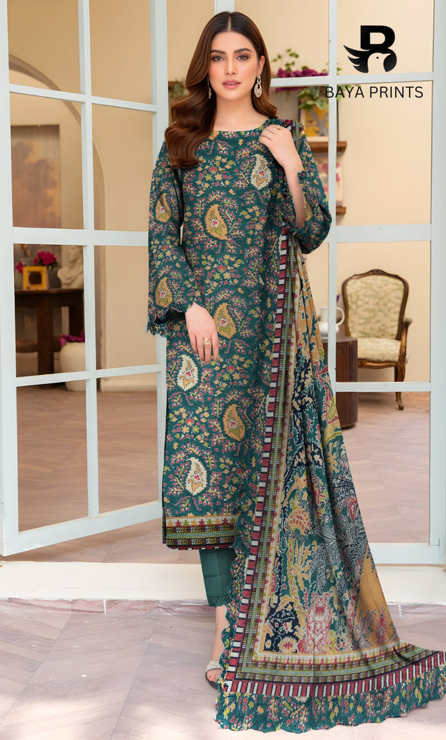 3 Piece Unstitched Karandi Suit BA-V8-11 Hover Image