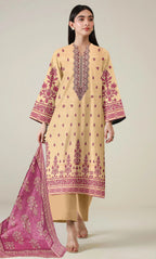 3 Piece Unstitched Printed Dobby Lawn Suit -BA-V19-10